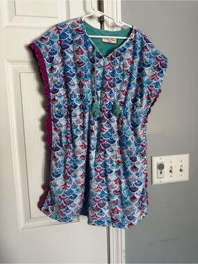 cheeky plum Girls' Blue Teal Purple Printed Swim Coverup